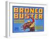 Bronco Buster Vegetable Crate Label-null-Framed Art Print