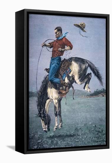 Bronco-Buster-Frederic Sackrider Remington-Framed Stretched Canvas