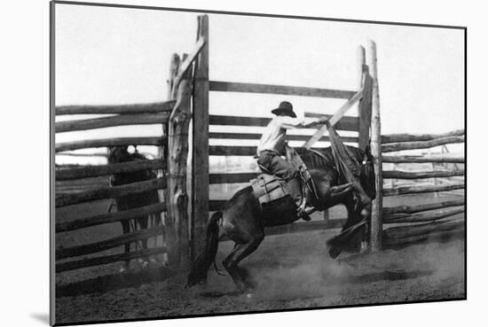 Bronco Busting-L.a. Huffman-Mounted Art Print