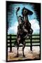 Bronco - Scratchboard-Lantern Press-Mounted Art Print