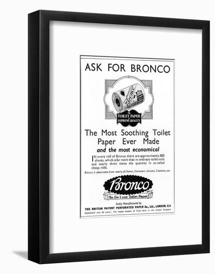 Bronco, Toilet, Paper, Advertisement-null-Framed Photographic Print