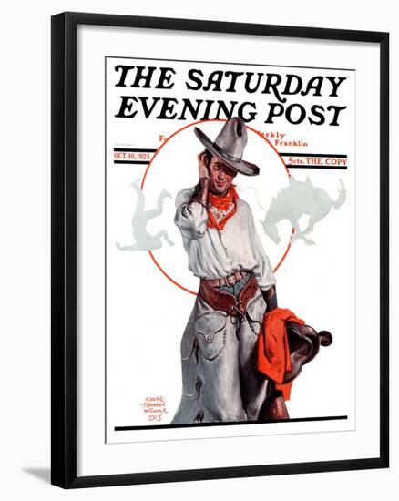 "Bronco Toss," Saturday Evening Post Cover, October 10, 1925-Edgar Franklin Wittmack-Framed Giclee Print