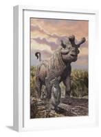 Brontops and Palaeolagus Rabbit of the Early Miocene Epoch-null-Framed Art Print