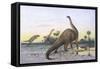 Brontosaurus Attacked by Allosaurus-Wilhelm Kuhnert-Framed Stretched Canvas