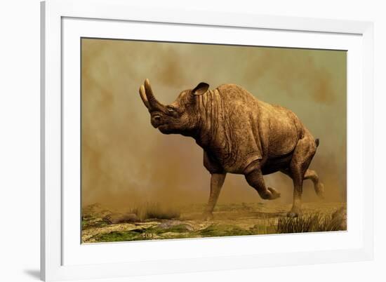 Brontotherium, a Family of Extinct Mammals-null-Framed Art Print