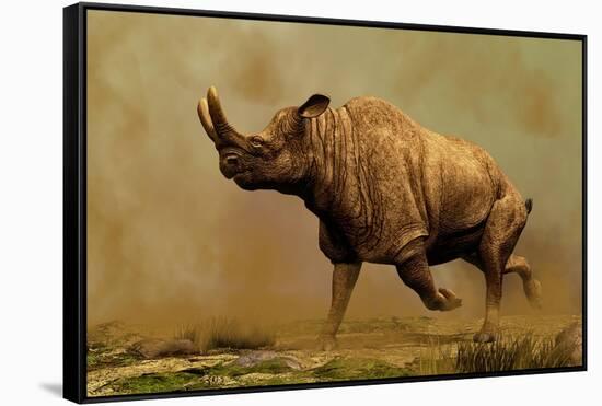 Brontotherium, a Family of Extinct Mammals-null-Framed Stretched Canvas