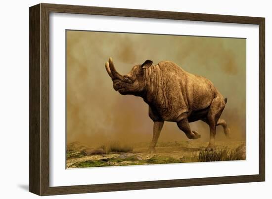 Brontotherium, a Family of Extinct Mammals-null-Framed Art Print