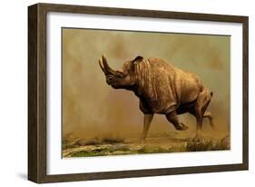 Brontotherium, a Family of Extinct Mammals-null-Framed Art Print