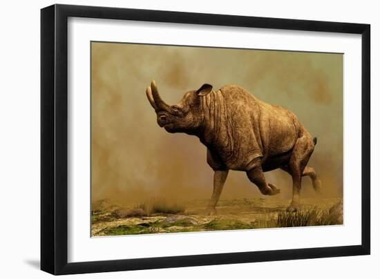 Brontotherium, a Family of Extinct Mammals-null-Framed Art Print