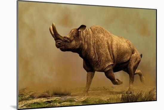 Brontotherium, a Family of Extinct Mammals-null-Mounted Art Print