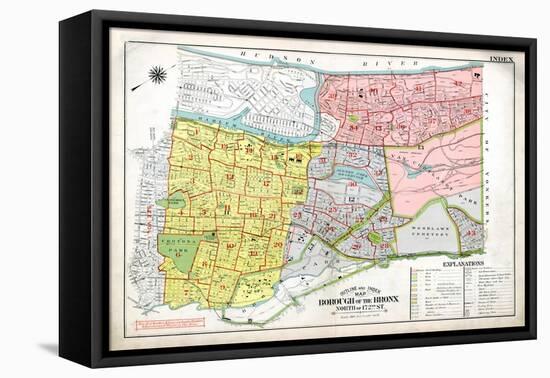 Bronx Index Map, 1938-null-Framed Stretched Canvas