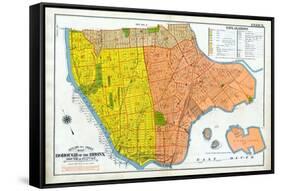 Bronx Index Map-null-Framed Stretched Canvas