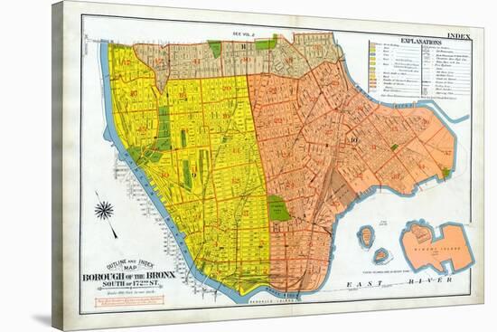 Bronx Index Map-null-Stretched Canvas