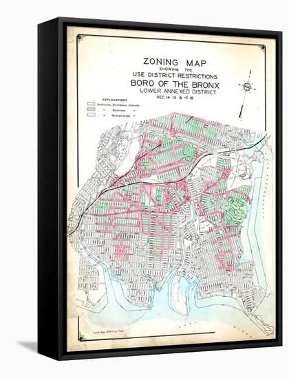 Bronx Zoning Map-null-Framed Stretched Canvas