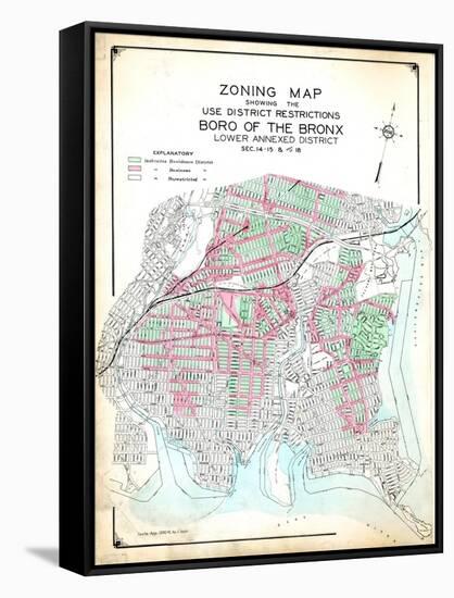 Bronx Zoning Map-null-Framed Stretched Canvas