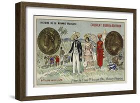 Bronze 5 Centimes Piece of the French Colonies, 1841-null-Framed Giclee Print