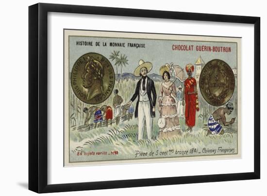 Bronze 5 Centimes Piece of the French Colonies, 1841-null-Framed Giclee Print