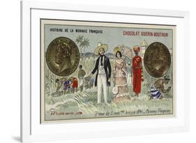 Bronze 5 Centimes Piece of the French Colonies, 1841-null-Framed Giclee Print