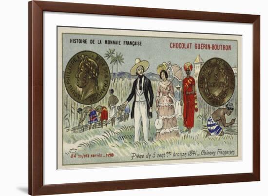 Bronze 5 Centimes Piece of the French Colonies, 1841-null-Framed Giclee Print