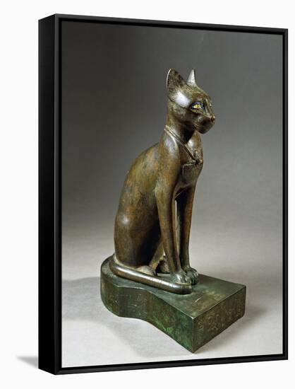 Bronze and Gold Statuette of Goddess Bastet as a Cat, also known as the Psamtik Cat-null-Framed Stretched Canvas