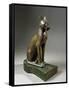 Bronze and Gold Statuette of Goddess Bastet as a Cat, also known as the Psamtik Cat-null-Framed Stretched Canvas