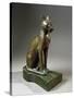 Bronze and Gold Statuette of Goddess Bastet as a Cat, also known as the Psamtik Cat-null-Stretched Canvas