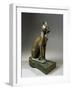 Bronze and Gold Statuette of Goddess Bastet as a Cat, also known as the Psamtik Cat-null-Framed Giclee Print