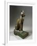 Bronze and Gold Statuette of Goddess Bastet as a Cat, also known as the Psamtik Cat-null-Framed Giclee Print