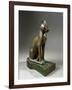 Bronze and Gold Statuette of Goddess Bastet as a Cat, also known as the Psamtik Cat-null-Framed Giclee Print