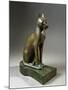 Bronze and Gold Statuette of Goddess Bastet as a Cat, also known as the Psamtik Cat-null-Mounted Giclee Print