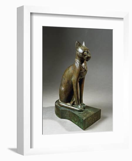 Bronze and Gold Statuette of Goddess Bastet as a Cat, also known as the Psamtik Cat-null-Framed Giclee Print