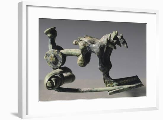 Bronze Arch Fibula with Warrior and Chariot Drawn by Three Ponies-null-Framed Giclee Print