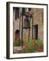 Bronze Bell, Geraniums and Farmhouse, Tuscany, Italy-Merrill Images-Framed Premium Photographic Print