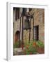 Bronze Bell, Geraniums and Farmhouse, Tuscany, Italy-Merrill Images-Framed Photographic Print