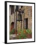 Bronze Bell, Geraniums and Farmhouse, Tuscany, Italy-Merrill Images-Framed Photographic Print