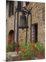 Bronze Bell, Geraniums and Farmhouse, Tuscany, Italy-Merrill Images-Mounted Photographic Print