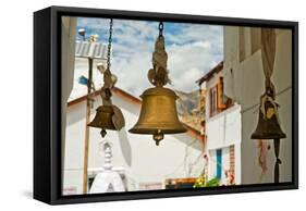 Bronze Bells in Front of Buddhist Temple. India-Perfect Lazybones-Framed Stretched Canvas