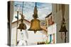 Bronze Bells in Front of Buddhist Temple. India-Perfect Lazybones-Stretched Canvas