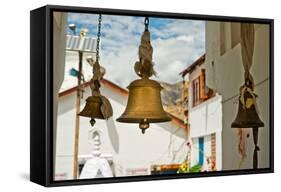 Bronze Bells in Front of Buddhist Temple. India-Perfect Lazybones-Framed Stretched Canvas