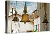 Bronze Bells in Front of Buddhist Temple. India-Perfect Lazybones-Stretched Canvas