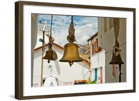 Bronze Bells in Front of Buddhist Temple. India-Perfect Lazybones-Framed Photographic Print