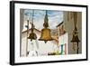 Bronze Bells in Front of Buddhist Temple. India-Perfect Lazybones-Framed Photographic Print