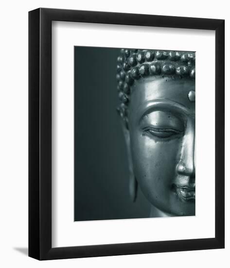 Bronze Buddha Head-null-Framed Art Print