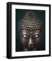 Bronze Buddha Head-null-Framed Art Print