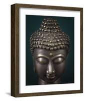 Bronze Buddha Head-null-Framed Art Print