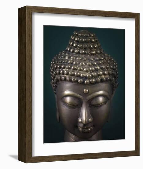 Bronze Buddha Head-null-Framed Art Print