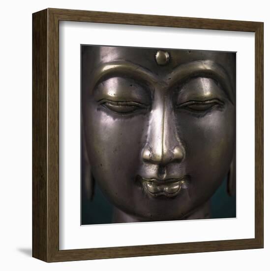 Bronze Buddha Head-null-Framed Art Print