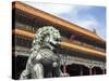 Bronze Chinese Lion (Female) Guards the Entry to the Palace Buildings-Gavin Hellier-Stretched Canvas