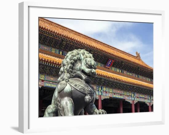 Bronze Chinese Lion (Female) Guards the Entry to the Palace Buildings-Gavin Hellier-Framed Photographic Print