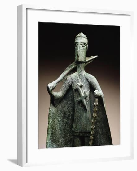 Bronze Depicting Tribal Chief with a Blanket, Armed with a Sword and Cudgel from Monte Arcosu-null-Framed Giclee Print